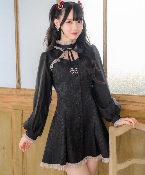 ROJITA(ロジータ)の「スタンドカラーシアースリーブワンピース(ワンピース・レディース・マルチ/ブラック/ピンク・FREE)」の22枚目の写真