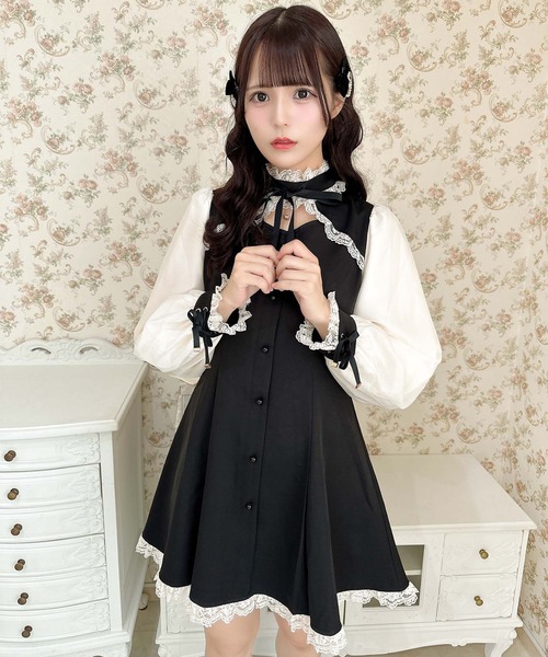 ROJITA(ロジータ)の「スタンドカラーシアースリーブワンピース(ワンピース・レディース・マルチ/ブラック/ピンク・FREE)」の18枚目の写真