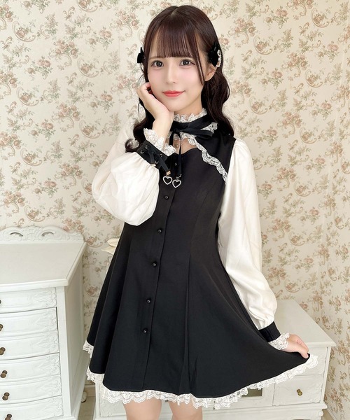 ROJITA(ロジータ)の「スタンドカラーシアースリーブワンピース(ワンピース・レディース・マルチ/ブラック/ピンク・FREE)」の19枚目の写真