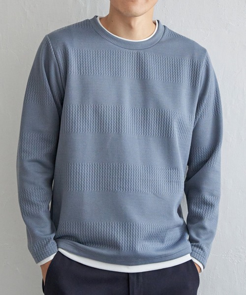 ikka(イッカ)の「フクレジャカードクルーネックレイヤード(Tシャツ/カットソー・メンズ・オリーブ/チャコールグレー/ブルー/ピンク/ネイビー/ベージュ・M/L/XL/S)」の5枚目の写真