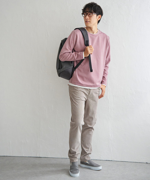 ikka(イッカ)の「フクレジャカードクルーネックレイヤード(Tシャツ/カットソー・メンズ・オリーブ/チャコールグレー/ブルー/ピンク/ネイビー/ベージュ・M/L/XL/S)」の22枚目の写真