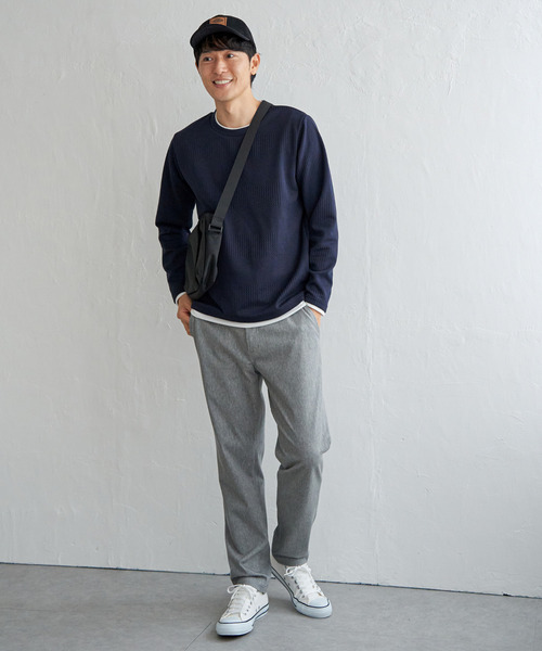 ikka(イッカ)の「フクレジャカードクルーネックレイヤード(Tシャツ/カットソー・メンズ・オリーブ/チャコールグレー/ブルー/ピンク/ネイビー/ベージュ・M/L/XL/S)」の17枚目の写真