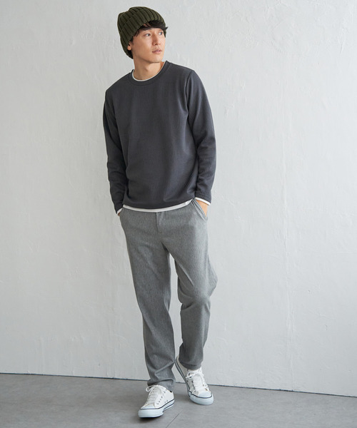 ikka(イッカ)の「フクレジャカードクルーネックレイヤード(Tシャツ/カットソー・メンズ・オリーブ/チャコールグレー/ブルー/ピンク/ネイビー/ベージュ・M/L/XL/S)」の14枚目の写真