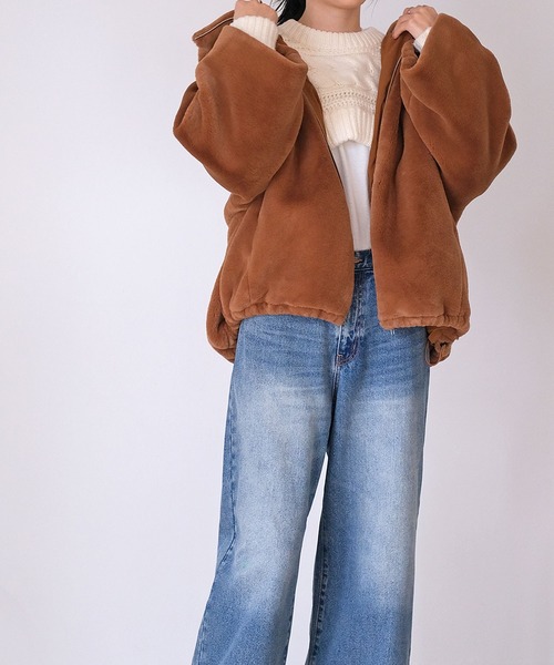 AKTE（アクテ）の「フェイクファーフーディーブルゾン（ブルゾン・レディース・ブラウン/ダークブラウン・FREE）」の18枚目の写真