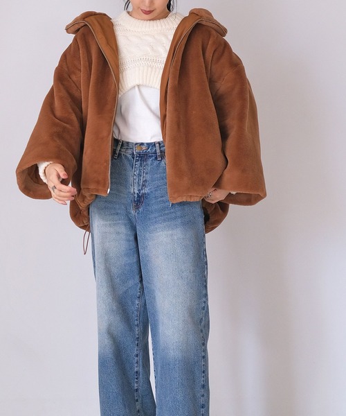 AKTE（アクテ）の「フェイクファーフーディーブルゾン（ブルゾン・レディース・ブラウン/ダークブラウン・FREE）」の22枚目の写真