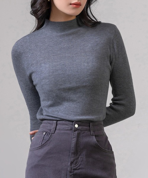DAY CLOSET(デイ クローゼット)の「レディース 長袖エフォートレスハイネックリブニットトップス(ニット/セーター・レディース・ブラック/アイボリー/チャコールグレー/グレー/ライトグレー/ベージュ系その他/ブラウン/レッド/グリーン・FREE)」の5枚目の写真