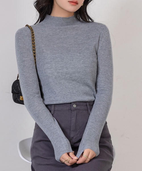 DAY CLOSET(デイ クローゼット)の「レディース 長袖エフォートレスハイネックリブニットトップス(ニット/セーター・レディース・ブラック/アイボリー/チャコールグレー/グレー/ライトグレー/ベージュ系その他/ブラウン/レッド/グリーン・FREE)」の1枚目の写真