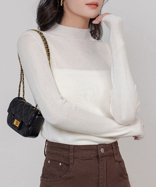 DAY CLOSET(デイ クローゼット)の「レディース 長袖エフォートレスハイネックリブニットトップス(ニット/セーター・レディース・ブラック/アイボリー/チャコールグレー/グレー/ライトグレー/ベージュ系その他/ブラウン/レッド/グリーン・FREE)」の11枚目の写真