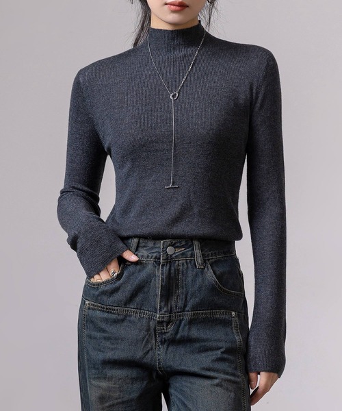 DAY CLOSET(デイ クローゼット)の「レディース 長袖エフォートレスハイネックリブニットトップス(ニット/セーター・レディース・ブラック/アイボリー/チャコールグレー/グレー/ライトグレー/ベージュ系その他/ブラウン/レッド/グリーン・FREE)」の18枚目の写真