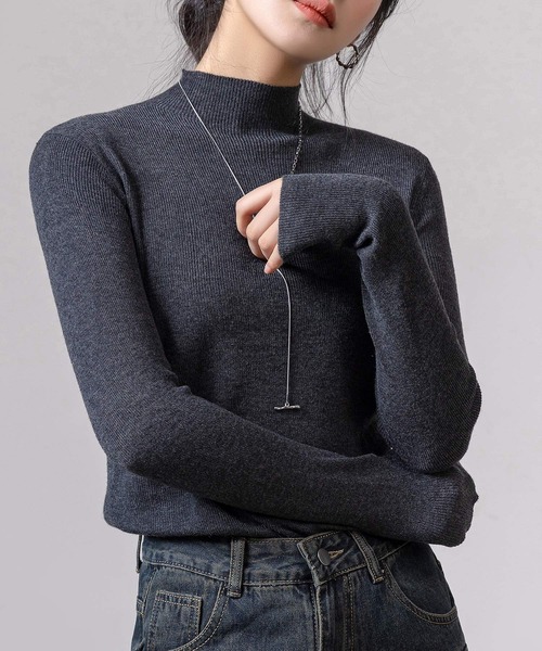 DAY CLOSET(デイ クローゼット)の「レディース 長袖エフォートレスハイネックリブニットトップス(ニット/セーター・レディース・ブラック/アイボリー/チャコールグレー/グレー/ライトグレー/ベージュ系その他/ブラウン/レッド/グリーン・FREE)」の19枚目の写真
