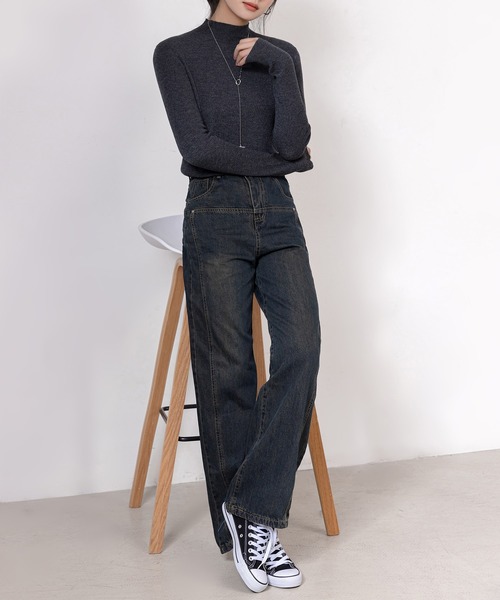 DAY CLOSET(デイ クローゼット)の「レディース 長袖エフォートレスハイネックリブニットトップス(ニット/セーター・レディース・ブラック/アイボリー/チャコールグレー/グレー/ライトグレー/ベージュ系その他/ブラウン/レッド/グリーン・FREE)」の20枚目の写真