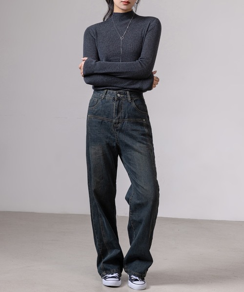 DAY CLOSET(デイ クローゼット)の「レディース 長袖エフォートレスハイネックリブニットトップス(ニット/セーター・レディース・ブラック/アイボリー/チャコールグレー/グレー/ライトグレー/ベージュ系その他/ブラウン/レッド/グリーン・FREE)」の21枚目の写真