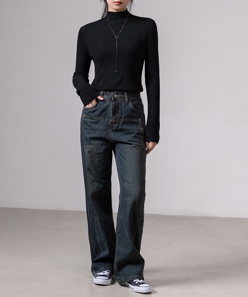 DAY CLOSET(デイ クローゼット)の「レディース 長袖エフォートレスハイネックリブニットトップス(ニット/セーター・レディース・ブラック/アイボリー/チャコールグレー/グレー/ライトグレー/ベージュ系その他/ブラウン/レッド/グリーン・FREE)」の16枚目の写真