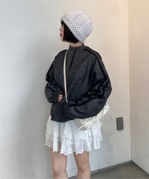 【Seoup】ラインレーストラックレザージャケット