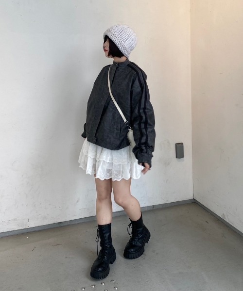 nemne store（ネンネストア）の「【Seoup】ラインレーストラックレザージャケット（ブルゾン・レディース・ブラック/ブラック系その他・フリー）」の6枚目の写真