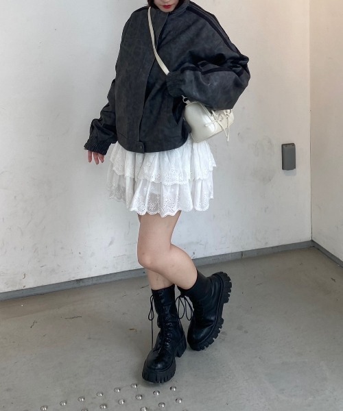 nemne store（ネンネストア）の「【Seoup】ラインレーストラックレザージャケット（ブルゾン・レディース・ブラック/ブラック系その他・フリー）」の7枚目の写真