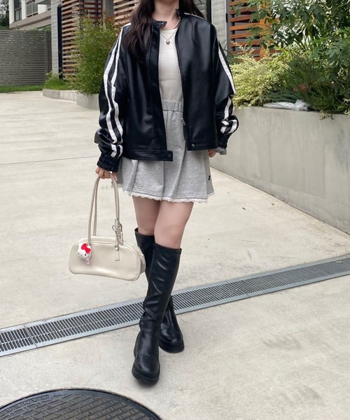 nemne store（ネンネストア）の「【Seoup】ラインレーストラックレザージャケット（ブルゾン・レディース・ブラック/ブラック系その他・フリー）」の11枚目の写真