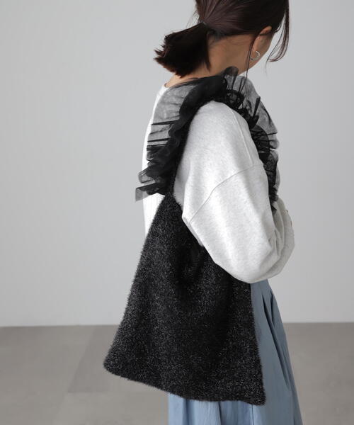 FREE'S MART（フリーズマート）の「◆フリルショルダーバッグ（ショルダーバッグ・レディース・ブラック/シルバー・ﾌﾘ-）」の9枚目の写真