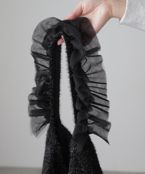 FREE'S MART（フリーズマート）の「◆フリルショルダーバッグ（ショルダーバッグ・レディース・ブラック/シルバー・ﾌﾘ-）」の10枚目の写真