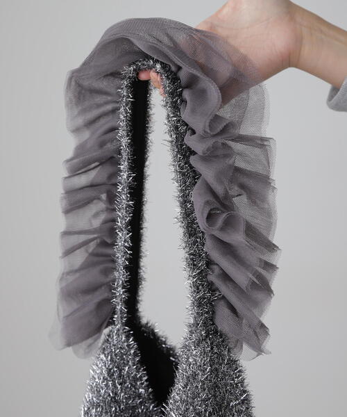 FREE'S MART（フリーズマート）の「◆フリルショルダーバッグ（ショルダーバッグ・レディース・ブラック/シルバー・ﾌﾘ-）」の13枚目の写真