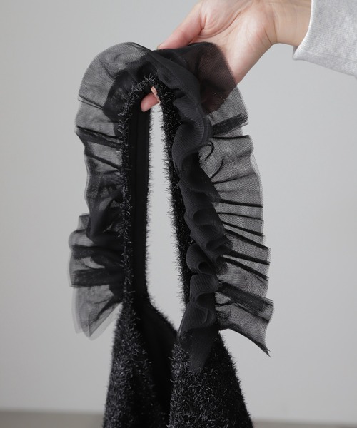 FREE'S MART（フリーズマート）の「◆フリルショルダーバッグ（ショルダーバッグ・レディース・ブラック/シルバー・ﾌﾘ-）」の5枚目の写真