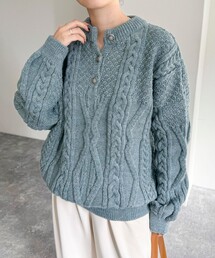 fredy emue | 【Oldderby Knitwear】Aran＋popcorn 3Button Pullover(ニット/セーター)