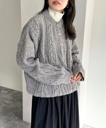 【Oldderby Knitwear】Aran+popcorn 3Button Pullover