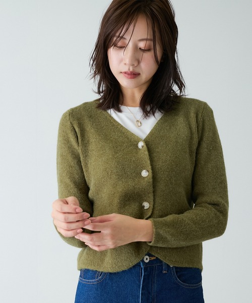 Jayro(ジャイロ)の「ショート丈すそカットカーディガン(カーディガン/ボレロ・レディース・チャコールグレー/カーキ/ブラック/ホワイト系その他・FREE)」の10枚目の写真