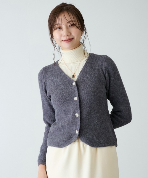 Jayro(ジャイロ)の「ショート丈すそカットカーディガン(カーディガン/ボレロ・レディース・チャコールグレー/カーキ/ブラック/ホワイト系その他・FREE)」の15枚目の写真