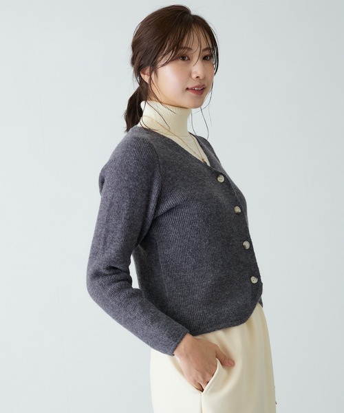 Jayro(ジャイロ)の「ショート丈すそカットカーディガン(カーディガン/ボレロ・レディース・チャコールグレー/カーキ/ブラック/ホワイト系その他・FREE)」の16枚目の写真