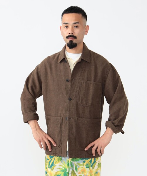 ブラウン コットン ミリタリージャケット　ケネスフィールド　BEAMS ARTS＆CRAFTS x KENNETH FIELD x BEAMS PLUS アーツアンド