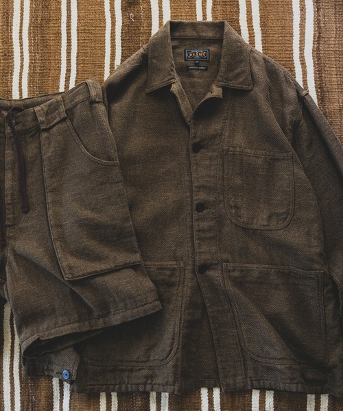 ブラウン コットン ミリタリージャケット　ケネスフィールド　BEAMS ARTS＆CRAFTS x KENNETH FIELD x BEAMS PLUS アーツアンド