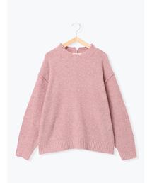 Samansa Mos2 blue | ラメ入りブークレヤーンプルオーバー(ニット/セーター)