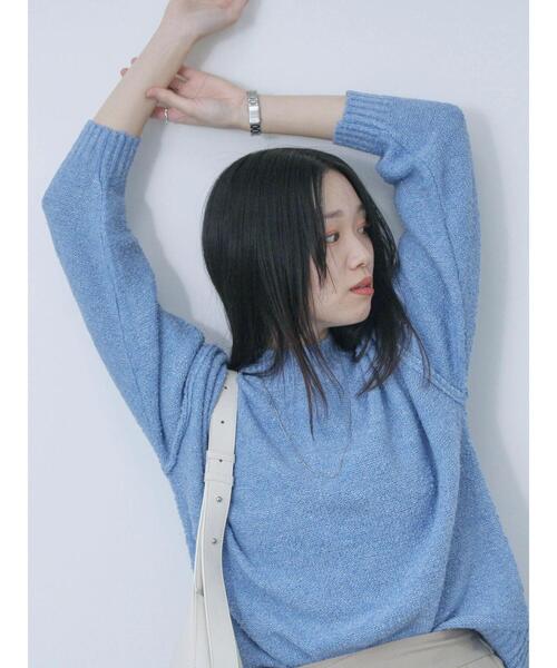 Samansa Mos2 blue(サマンサモスモスブルー)の「ラメ入りブークレヤーンプルオーバー(ニット/セーター・レディース・ピンク/ミント/グレー/ブルー/ベージュ・F)」の1枚目の写真