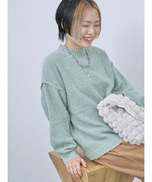 Samansa Mos2 blue(サマンサモスモスブルー)の「ラメ入りブークレヤーンプルオーバー(ニット/セーター・レディース・ピンク/ミント/グレー/ブルー/ベージュ・F)」の4枚目の写真