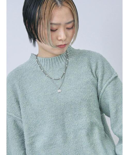 Samansa Mos2 blue(サマンサモスモスブルー)の「ラメ入りブークレヤーンプルオーバー(ニット/セーター・レディース・ピンク/ミント/グレー/ブルー/ベージュ・F)」の14枚目の写真