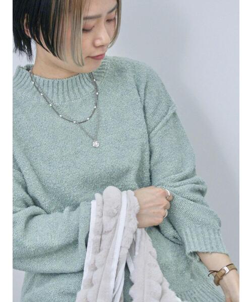 Samansa Mos2 blue(サマンサモスモスブルー)の「ラメ入りブークレヤーンプルオーバー(ニット/セーター・レディース・ピンク/ミント/グレー/ブルー/ベージュ・F)」の16枚目の写真