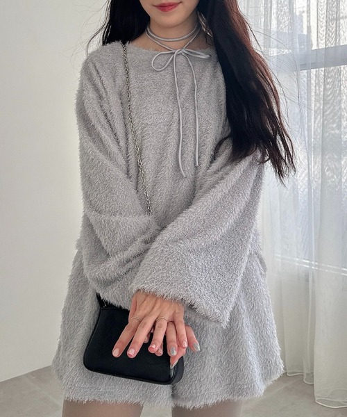 hugi(ハギ)の「SHINY SHAGGY PANTS/シャイニーシャギーパンツ(その他パンツ・レディース・グレー・FREE)」の3枚目の写真