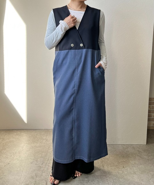 LHELBIE(レルビエ)の「ジレドッキングワンピース(ワンピース・レディース・ブラック/ベージュ・M)」の20枚目の写真
