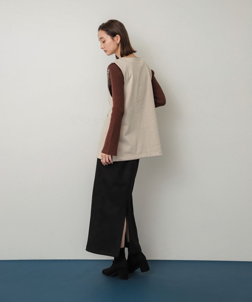 SENSE OF PLACE by URBAN RESEARCH（センスオブプレイスバイアーバンリサーチ）の「ポンチタイトスカート（スカート・レディース・チャコールグレー/ブラウン/ライトベージュ・MEDIUM/SMALL）」の11枚目の写真