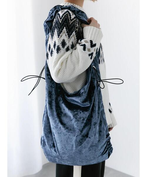 Samansa Mos2 blue(サマンサモスモスブルー)の「ドロストベロアトートバッグ(ハンドバッグ・レディース・グレー/ブルー/モカ・F)」の1枚目の写真