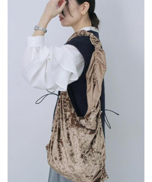 Samansa Mos2 blue(サマンサモスモスブルー)の「ドロストベロアトートバッグ(ハンドバッグ・レディース・グレー/ブルー/モカ・F)」の3枚目の写真