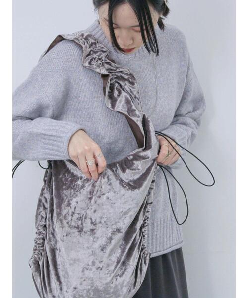 Samansa Mos2 blue(サマンサモスモスブルー)の「ドロストベロアトートバッグ(ハンドバッグ・レディース・グレー/ブルー/モカ・F)」の18枚目の写真