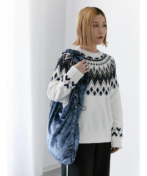 Samansa Mos2 blue(サマンサモスモスブルー)の「ドロストベロアトートバッグ(ハンドバッグ・レディース・グレー/ブルー/モカ・F)」の6枚目の写真