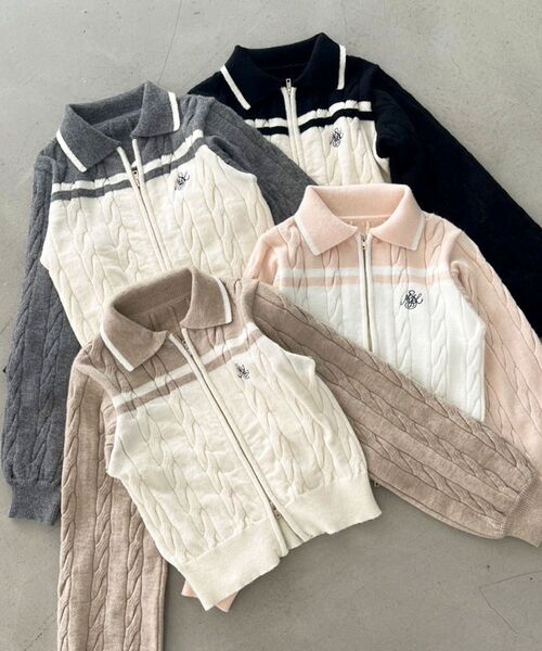 MAJESTIC LEGON（マジェスティックレゴン）の「ダブルジップバイカラーニット（ニット/セーター・レディース・ブラック系その他/グレー系その他/ベージュ系その他2/ピンク系その他2・MEDIUM）」の3枚目の写真