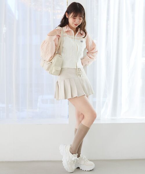 MAJESTIC LEGON（マジェスティックレゴン）の「ダブルジップバイカラーニット（ニット/セーター・レディース・ブラック系その他/グレー系その他/ベージュ系その他2/ピンク系その他2・MEDIUM）」の19枚目の写真