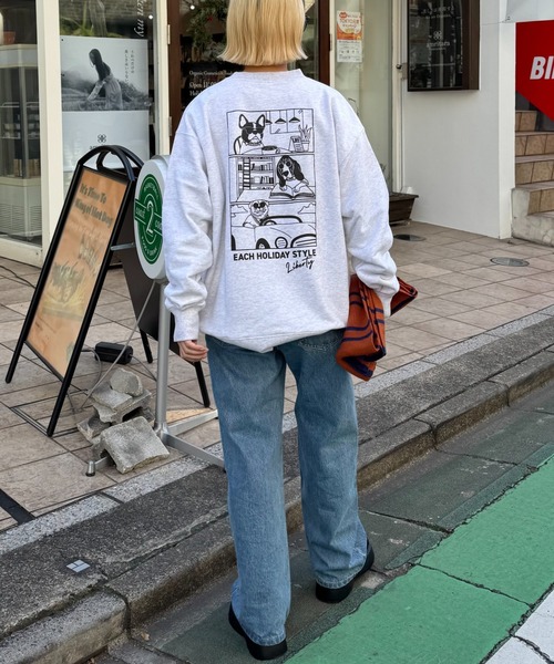 CIAOPANIC TYPY（チャオパニックティピー）の「【ユニセックス】アニマル柄ワンポイント刺繍バックプリントスウェット（スウェット・メンズ・チャコールグレー/ネイビー/ライトグレー・MEDIUM/LARGE）」の6枚目の写真