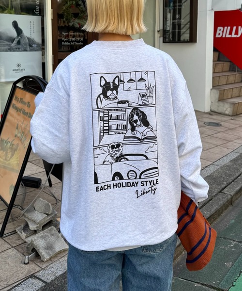 CIAOPANIC TYPY（チャオパニックティピー）の「【ユニセックス】アニマル柄ワンポイント刺繍バックプリントスウェット（スウェット・メンズ・チャコールグレー/ネイビー/ライトグレー・MEDIUM/LARGE）」の9枚目の写真