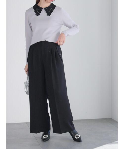 Te chichi（テチチ）の「レース衿ニットプルオーバー（ニット/セーター・レディース・グレー/ブラック/オフホワイト・F）」の5枚目の写真