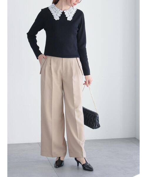 Te chichi（テチチ）の「レース衿ニットプルオーバー（ニット/セーター・レディース・グレー/ブラック/オフホワイト・F）」の8枚目の写真